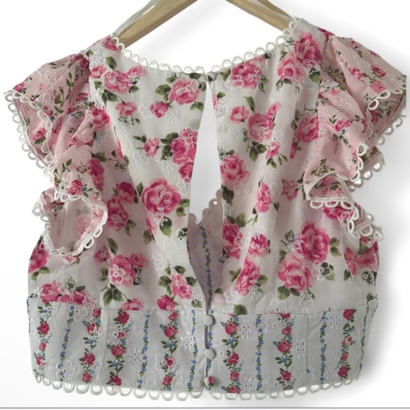 Altar’d State Crop Floral Blouse NWT - Picture 3 of 6